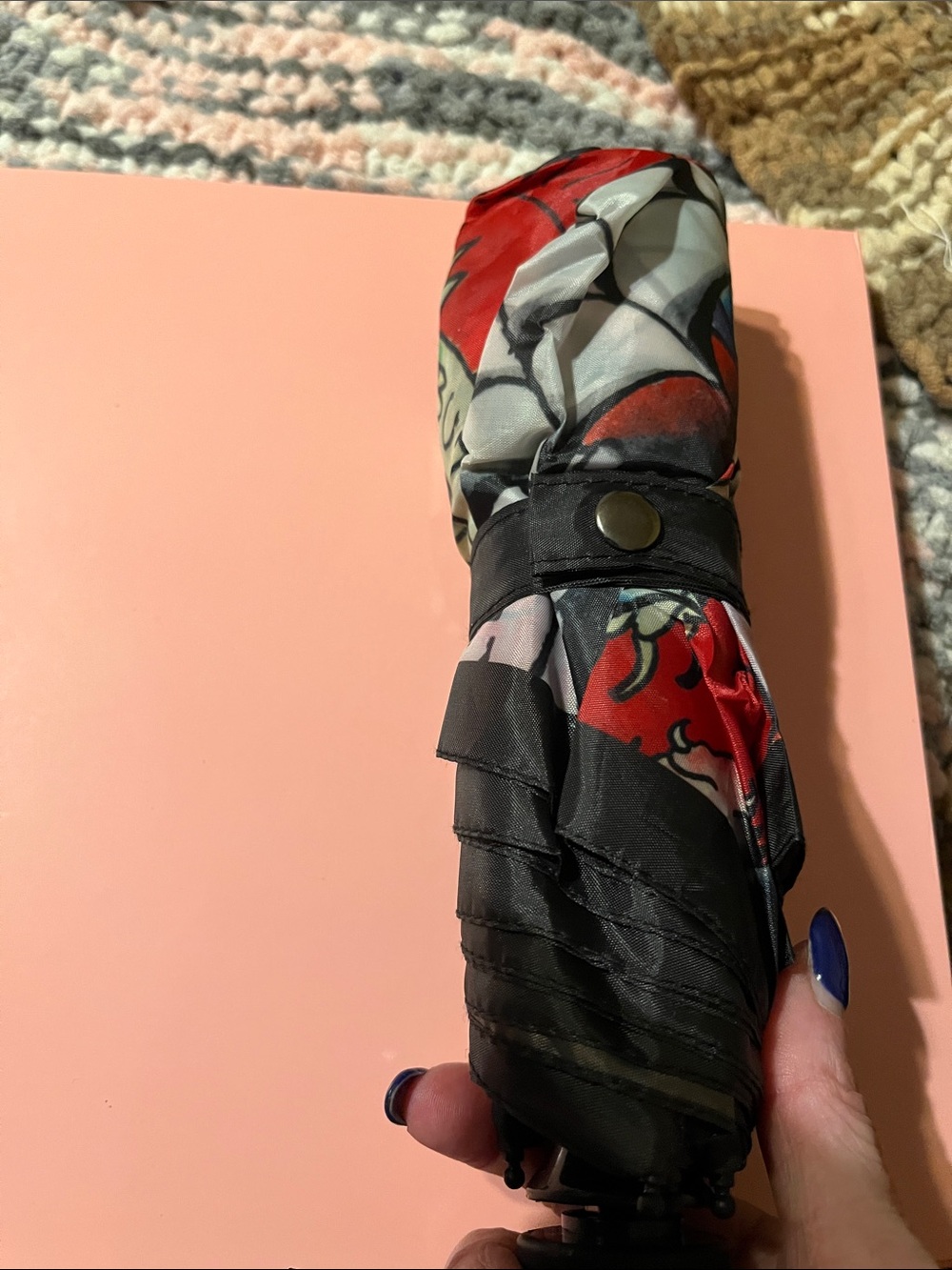 NWT Ed Hardy Black & Red Tattoo-Print Zip Wristlet and NWT Ed Hardy Umbrella 2pc - Picture 12 of 16